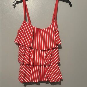Beach House size 10 Red Striped Sleeveless Tankini